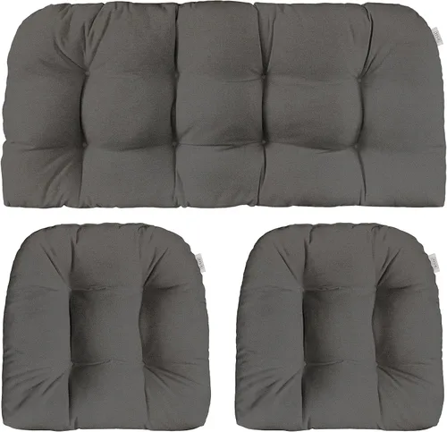 Miniatura 31 de RSH DECOR: Sunbrella - Juego de 3 cojines de mimbre copetudos 41 x 19 pulgadas y 19 x 19 pulgadas Fabricado con tela de rendimiento Sunbrella