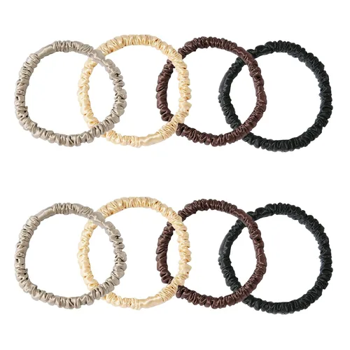 Miniatura 13 de Lazos para el cabello de seda de morera, prevención del encrespamiento y sin daños, accesorios para dormir y noche para mujeres (albaricoque)