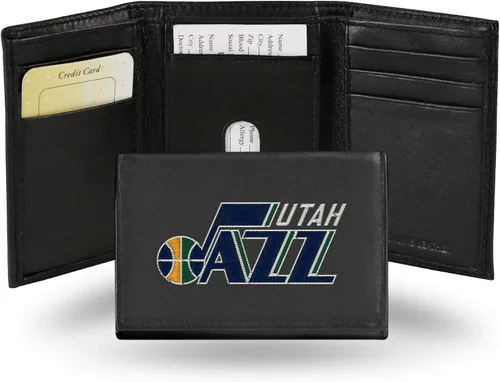 Miniatura 14 de NBA - Cartera de piel auténtica bordada de tres pliegues de 3.25 x 4.25 pulgadas, delgada por Rico Industries