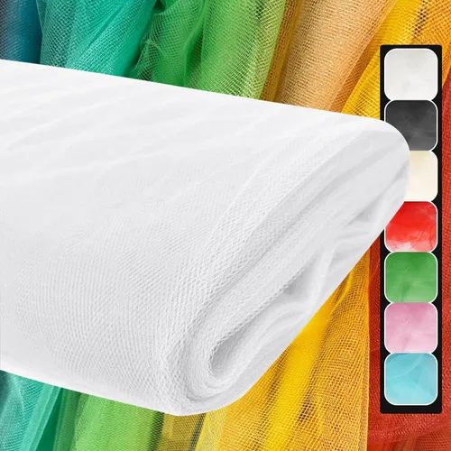 Miniatura 15 de Rollos de tela de tul, 54 pulgadas por 10 yardas (30 pies), cinta de tul para decoración de fiestas de boda, rollo de tela transparente en bobina