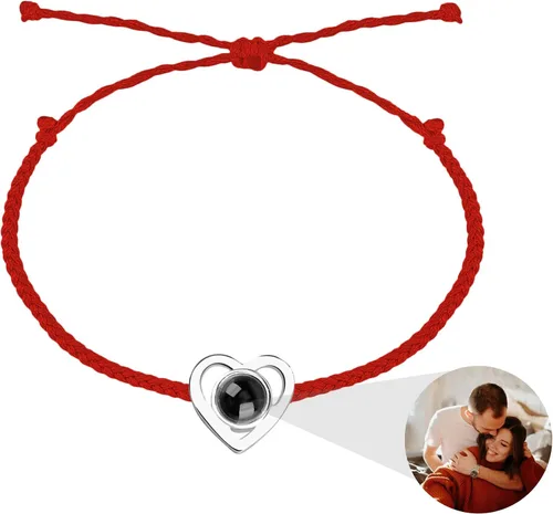 Miniatura 10 de JINLIN Pulseras de proyección personalizadas, pulseras de fotos personalizadas para mujeres y hombres, pulsera con texto en inglés "I Love You