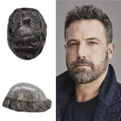 Miniatura 99 de Toupee Hair Piece For Men 100% Real Human Hair System Natural Looking Hairpieces For Men Hair Units Protesis Capilar Para Hombre 8''X10'' #610#6