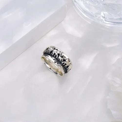 Miniatura 2 de Anillo giratorio de plata de ley con elefante, anillo giratorio para mujer, anillo giratorio de elefante, joyería de regalo para mujeres y hombres