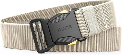 Miniatura 2 de MILORDE Men Tactical Belt,Stretch Nylon Web,Hiking Rigger Military Work-Quick Release