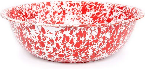 Miniatura 5 de Enamelware Cuenca Mediana, 8 cuartos de galón, Negro/Blanco Splatter (individual)