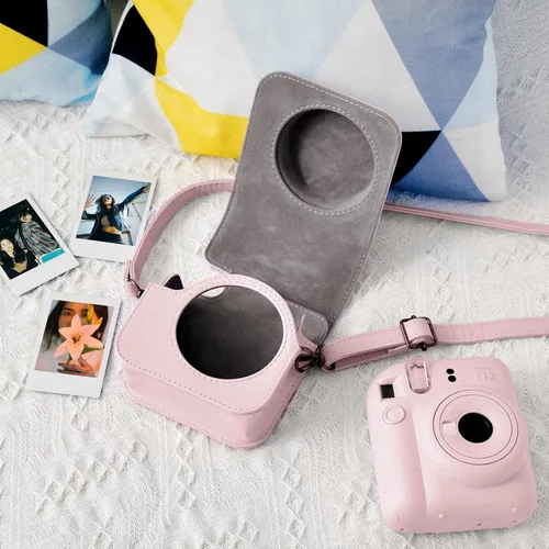 Miniatura 5 de MUZIRI KINOKOO Funda protectora para cámara instantánea Instax Mini 12 – Bolsa de transporte de piel sintética para cámara Mini 12 con bolsillo