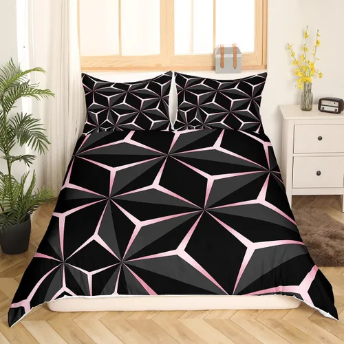 Miniatura 23 de Funda de edredón de panal para niños, hombres y niñas, juego de ropa de cama moderno con temática geométrica hexagonal, diseño de cuadrícula
