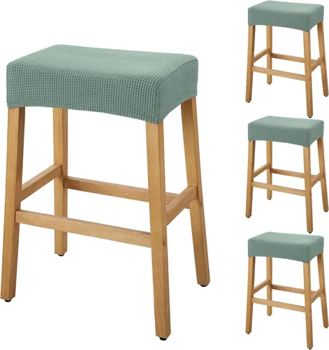 Miniatura 73 de YISUN Fundas de taburete rectangulares, paquete de 2 fundas elásticas impermeables para asiento de silla de montar, taburetes de bar, sillas de bar