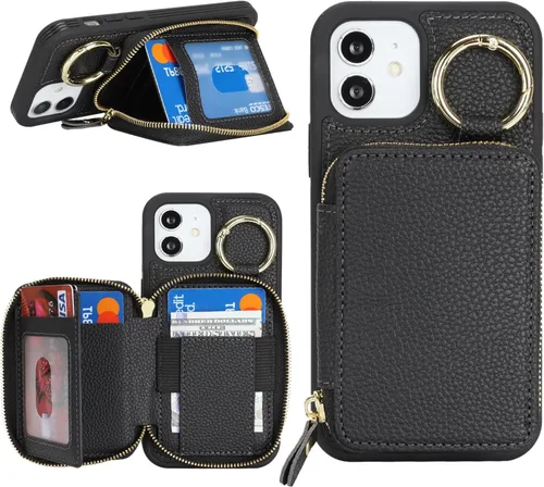 Miniatura 50 de Funda compatible con iPhone Air Wallet con tarjetero para iPhone Air, funda con cremallera y ranura para mujer, 5G de 6.5 pulgadas, color oro rosa