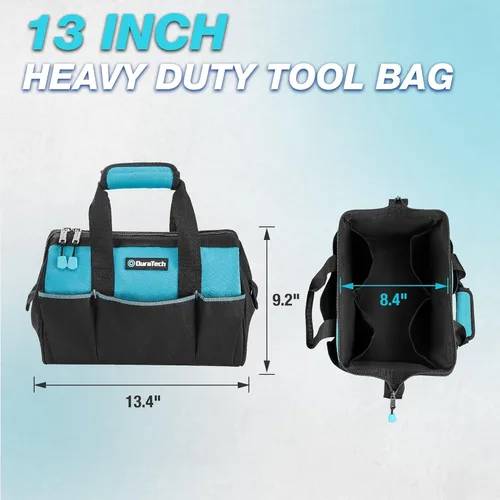 Miniatura 2 de DURATECH Bolsa de herramientas portátil de 13 pulgadas con 9 bolsillos, bolsas de herramientas para hombres y mujeres, bolsa de herramientas