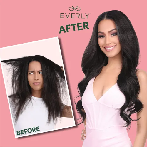 Miniatura 8 de Everly Extensión de cabello con clip, 7 piezas de cabello humano Remy sin costuras con clip de trama de silicona con tecnología de clip de mariposa
