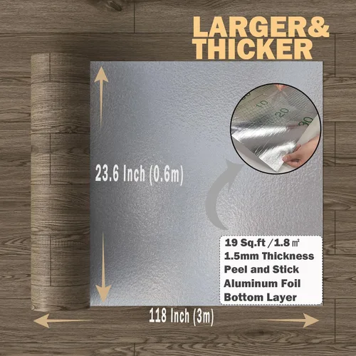 Miniatura 2 de Oxdigi Rollo de Suelo de Vinilo Despegar y Pegar 23"x 118"/19 Pies Cuadrados, Baldosas de Suelo de Vinilo Autoadhesivo Engrosado Estilo Tablones