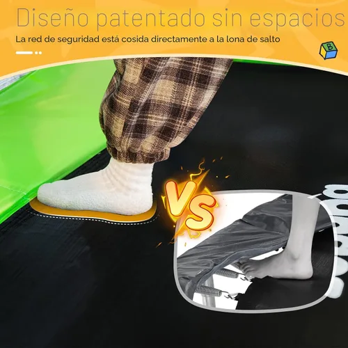 Miniatura 3 de Zupapa - Cama elástica rectangular de 4x6 pies con silla hamaca, aro de baloncesto y red de seguridad - Cama elástica para interiores y exteriores 5
