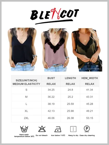 Miniatura 4 de Blencot - Blusa de tirantes para mujer, cuello en V, estilo casual, suelta, sin mangas