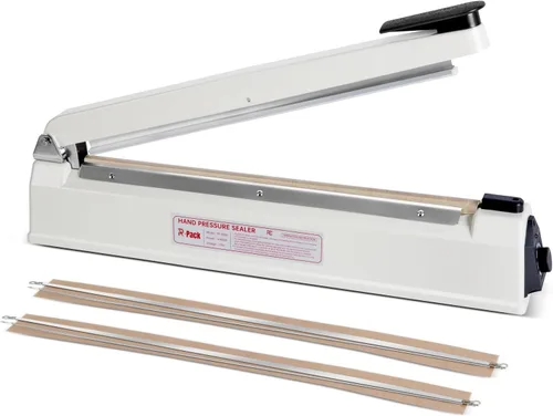 Miniatura 9 de Sellador térmico por impulso con barra de sellado, máquina de sellado y corte de bolsas de alta resistencia, 2 reemplazos adicionales