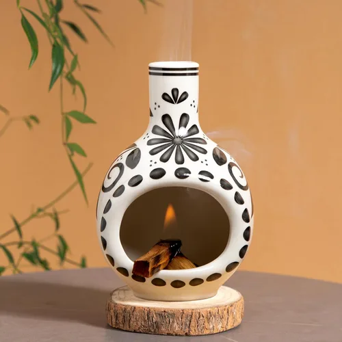 Miniatura 13 de MOUGIGI Soporte de cerámica prémium para palosanto y cuenco para difuminar, mini chiminea, quemador multiusos para palitos de salvia, conos
