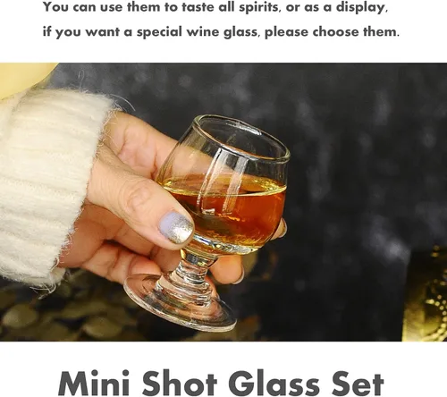 Miniatura 6 de Valeways Juego de 6 mini vasos de chupito de 1.75 onzas, transparentes, súper lindos, perfectos para degustar brandy - Snifters de vidrio