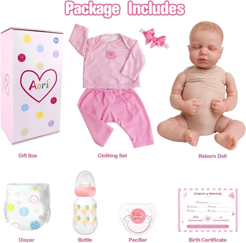 Miniatura 7 de Aori Muñecas Reborn Baby Girl – 20 pulgadas realista recién nacido de tela ponderada cuerpo de tela realista con características pintadas a mano