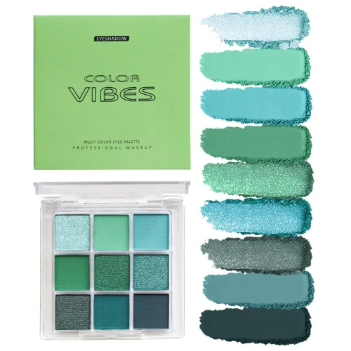 Miniatura 14 de 16 colores verde con brillo mate y sombra de ojos en polvo, maquillaje de disfraz de bruja Elphaba, sombra de ojos verde bosque amarillo colorida
