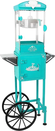 Miniatura 18 de Máquina de palomitas de maíz vintage con carrito, carrito de palomitas de maíz de 6 onzas, máquina para hacer palomitas de maíz con gabinete de Rojo