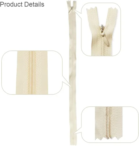 Miniatura 4 de Renashed 45 cremalleras invisibles de nailon de 21.5 pulgadas para costura, costura, artesanía, especial (beige)