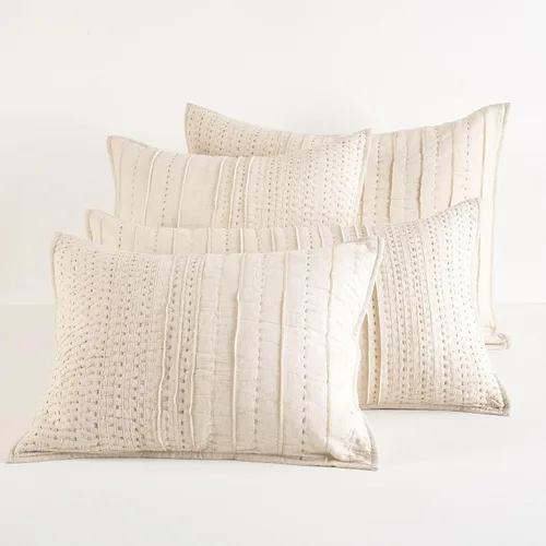 Miniatura 13 de Pine Cone Hill TAFT - Funda de almohada acolchada neutra, tamaño estándar, patrón de rayas multi/blancas