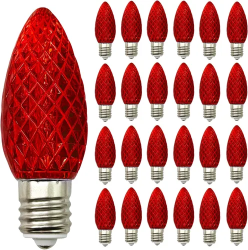 Miniatura 22 de Paquete de 25 bombillas LED transparentes C7, bombillas de repuesto de Navidad con base de candelabro E12, bombillas blancas cálidas inastillables