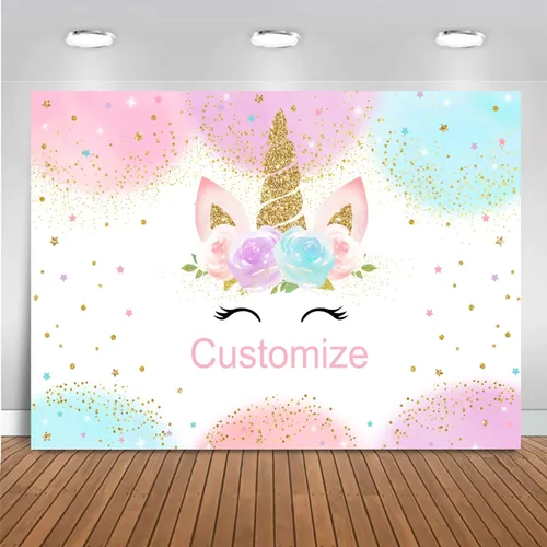 Miniatura 8 de Mocsicka Decoraciones de cumpleaños de unicornio para niñas, telón de fondo de unicornio para fiesta de cumpleaños de 7 x 5 pies, arcoíris pastel