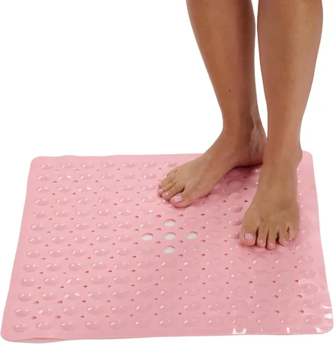Miniatura 16 de ENKOSI Tapete de ducha cuadrado antideslizante de 21 x 21 pulgadas con ventosas y agujeros de drenaje, tapete antideslizante para ducha