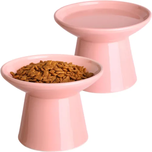 Miniatura 22 de Cuencos de Cerámica Extra Anchos Elevados de 6.2 Pulgadas para Gatos, Juego de Cuencos de Comida y Agua para Gatos Mayores Grandes y Perros Blanco-4