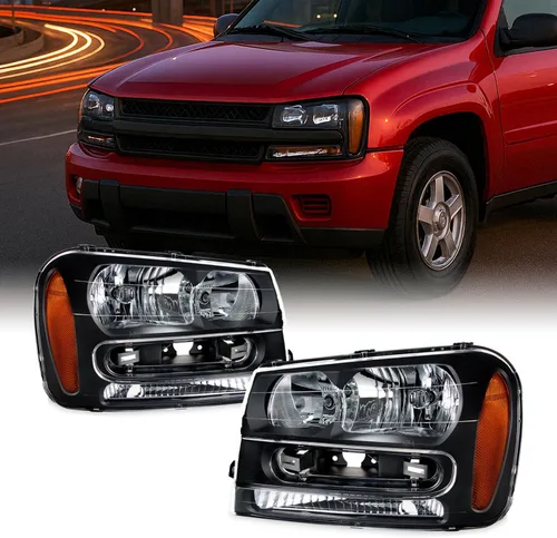 Miniatura 10 de AKKON - Compatible con Chevy Trailblazer 2002-2009 [LED DRL Running] Proyector de faros cromados, par de faros delanteros de repuesto para Carcasa