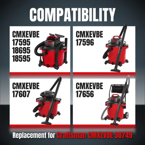 Miniatura 3 de POWERTEC 38749 Compra bolsas para aspiradora Craftsman de 16 a 20 galones, 16-20 galones, compra bolsas de vacío CMXZVBE38749 para Craftsman