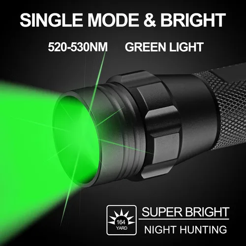 Miniatura 2 de ULTRAFIRE Linterna de luz verde, luz verde de caza LED zoomable, 520-530nm luz verde para caza, linterna verde táctica para coyote y caza nocturna