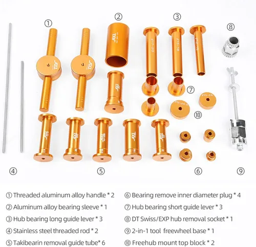 Miniatura 4 de Kit de herramientas de prensa y extracción de cojinetes de cubo de bicicleta de alta calidad, compatible con DT Swiss EXP, DT350, XD, NOVATEC