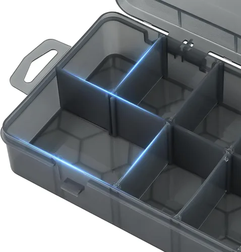 Miniatura 5 de MoNiBloom Organizador de Cajas de Aparejos Pequeñas de 12 Rejillas con Divisores Removibles Compartimento Ajustable Caja de Almacenamiento
