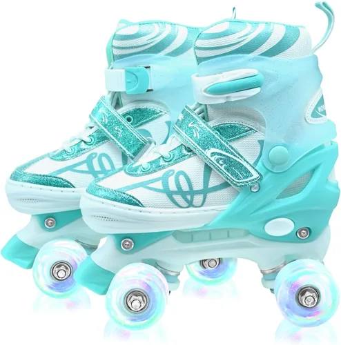 Miniatura 10 de Patines de ruedas para niños, patines ajustables para jóvenes y adolescentes de 5 a 8 años, 8 a 12 y 12 a 14 años, con ruedas iluminadas, patines