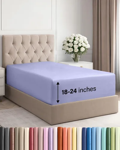Miniatura 20 de Sábana bajera ajustable extra profunda tamaño completo – Sábana bajera individual de lujo para hotel únicamente – Se adapta fácilmente a colchones