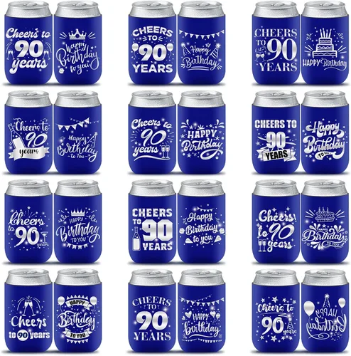 Miniatura 9 de Decoración de manga enfriadora de latas de cumpleaños número 16, 24 piezas de recuerdos de fiesta para niñas y niños, suministros de decoración