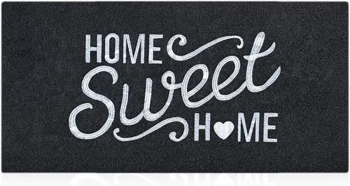 Miniatura 26 de Alfombra de bienvenida para puerta para interiores y exteriores, con parte trasera de goma antideslizante, “Home Sweet Home”, absorbe el barro