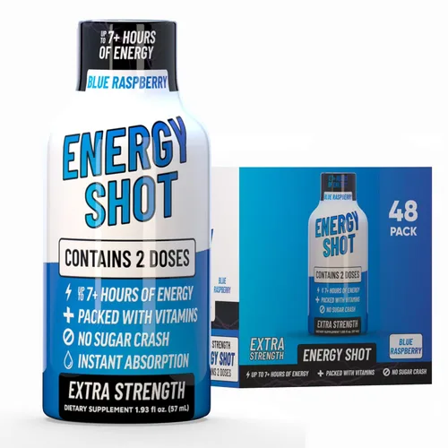 Miniatura 8 de Blue Raspberry Extra Strength Energy Shot 12 unidades – 260 mg de cafeína natural B12 B6 – Apoyo de energía y enfoque – 2 porciones sin azúcar Té