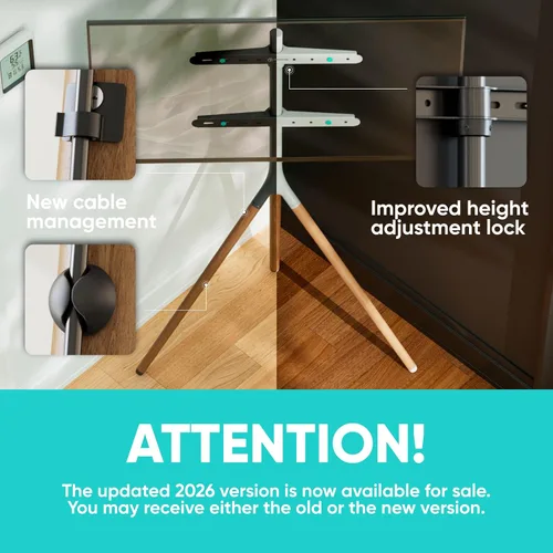 Miniatura 8 de ONKRON Soporte de TV con caballete para pantalla de 32 a 65 pulgadas de hasta 77 libras, soporte de trípode giratorio de 360°, altura ajustable