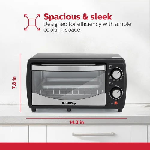 Miniatura 7 de Holstein Housewares Horno Tostador de Mostrador de 4 Rebanadas con Temporizador de 60 Minutos Incluye Bandeja y Rejilla de Alambre, Perfecto