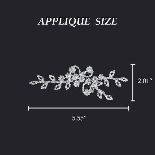 Miniatura 2 de Jerler Apliques de diamantes de imitación, elegante cinturón de diamantes de imitación de cristal plateado que cose en el cinturón nupcial