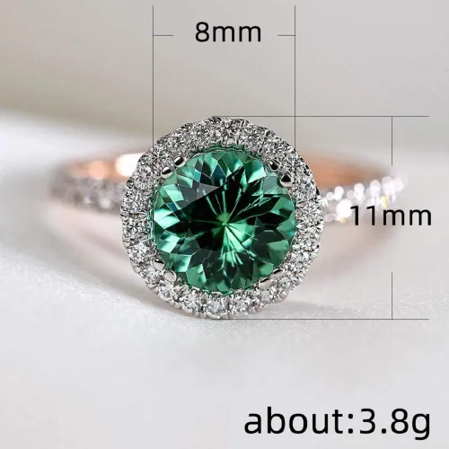 Miniatura 5 de Anillos de compromiso con piedra natal, zafiro y esmeralda, para mujer, aniversario chapado en oro de 14 quilates, anillos de promesa de plata 925