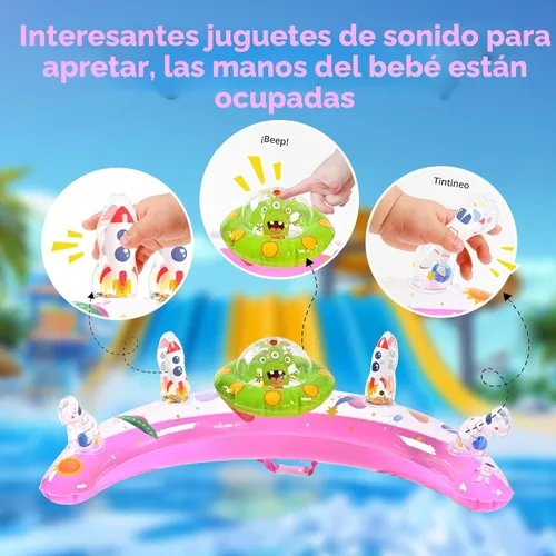 Miniatura 3 de Flotador de piscina para bebé con toldo UPF50+, flotador inflable para piscina infantil con asiento de seguridad ajustable y consola