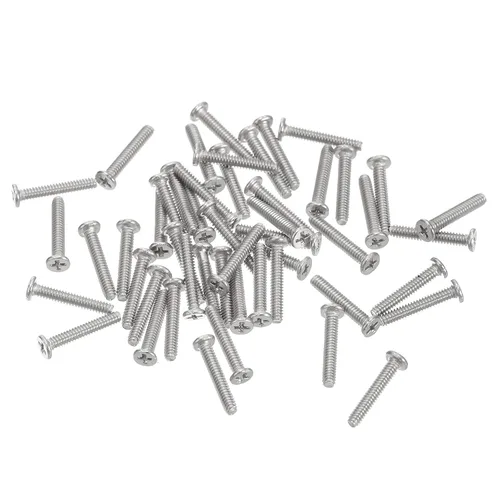 Miniatura 8 de Uxcell M1-0.25 x 2 mm 50 piezas Tornillos de cabeza plana redonda 304 de acero inoxidable Phillips Drive tornillos de máquina para fijación