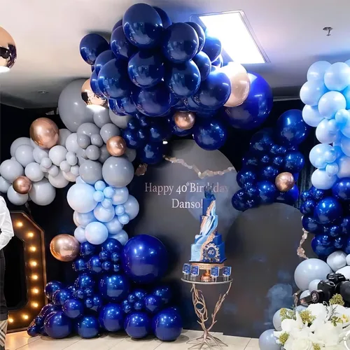 Miniatura 6 de Paquete de 50 globos cromados de color azul metálico - Globos de látex azul real de 12 pulgadas de doble relleno para bodas, graduaciones