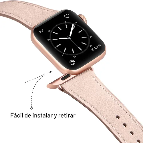 Miniatura 5 de MNBVCXZ Correas de cuero compatibles con Apple Watch para mujeres, correa de repuesto genuina para iWatch Series 11 10 9 8 7 6 5 4 3 2 1 SE 3 SE 2