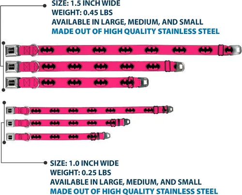 Miniatura 3 de Collar de perro hebilla de cinturón de seguridad Bat Signal 3 Fucsia Negro Fucsia 15 a 26 pulgadas 1.0 pulgadas de ancho