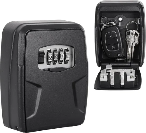 Fayleeko Caja de bloqueo para llaves montada en la pared, capacidad para 5 llaves, caja de seguridad para interiores, exteriores, garaje, jardín,